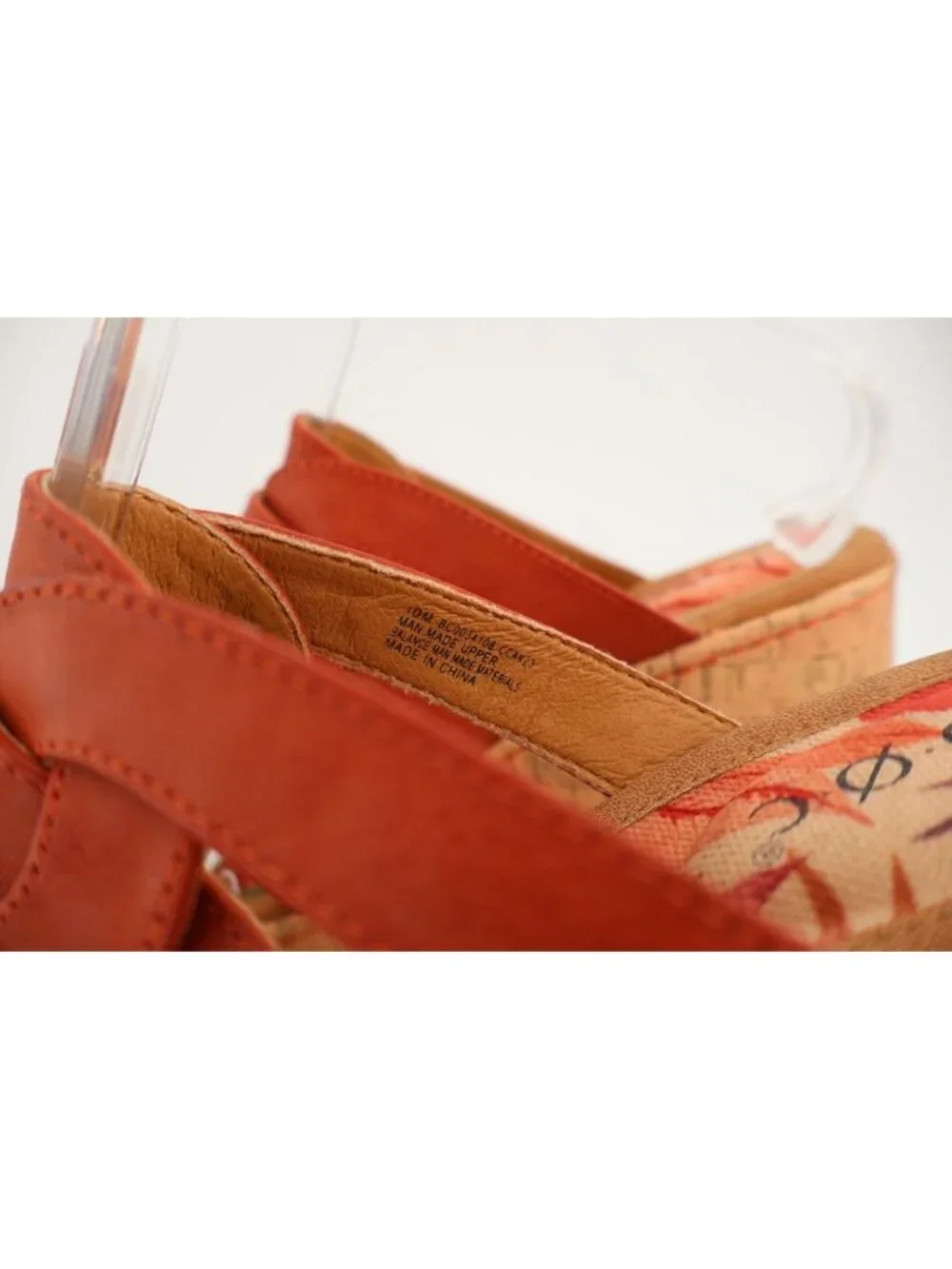 Born Womens Cora Sandal Size 10 Red Faux Leather Wedge Platform Mule Y2K Shoe
